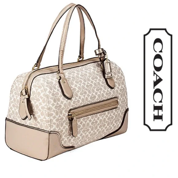 Coach ⭐️🎬See Video Poppy East West Signature Beige Satchel Bag 26426 w/ COA - Picture 16 of 16